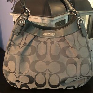 Coach silver/gray hobo purse
